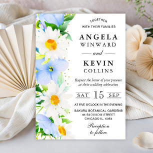 Invitation Mariage aux aquarelles de marguerites et de fleurs
