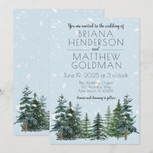 Invitation Mariage aux Arbres de Pin Hivernaux Evergreen Rust