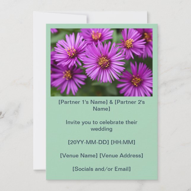 Invitation Mariage aux Asters de Nouvelle-Angleterre roses (Devant)