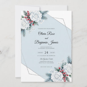 Invitation Mariage aux Baies Blanches d'Hiver