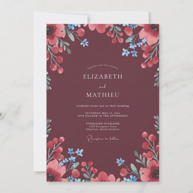 Invitation Mariage aux Baies de Pavot Rouge (Devant)