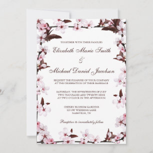 Invitation Mariage aux bordures de fleurs de cerisier