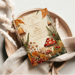 Invitation Mariage aux Champignons Forestiers Rétro