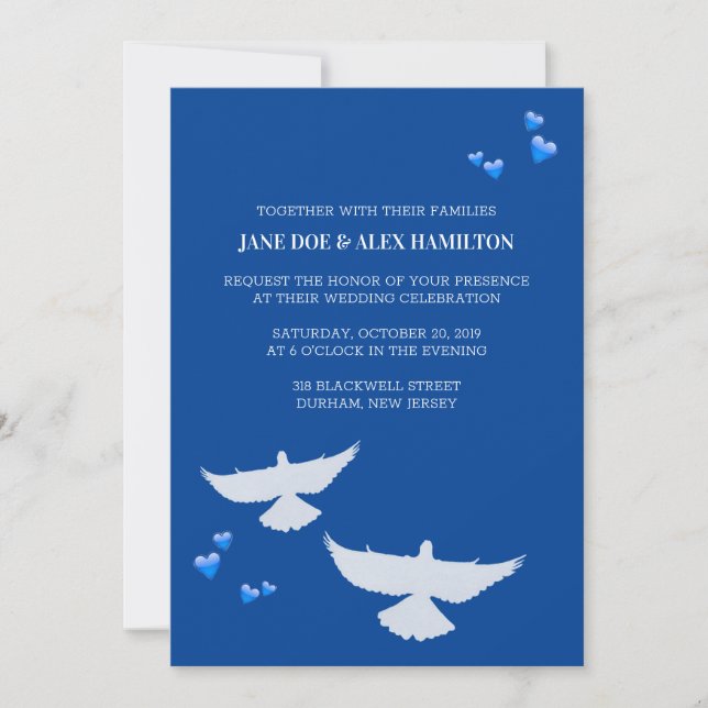 Invitation Mariage aux colombes (Devant)