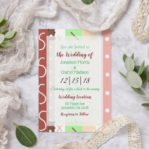 Invitation Mariage aux couleurs boho corail et vert