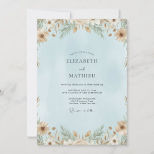 Invitation Mariage aux eucalyptus des pampas sous un ciel pâl