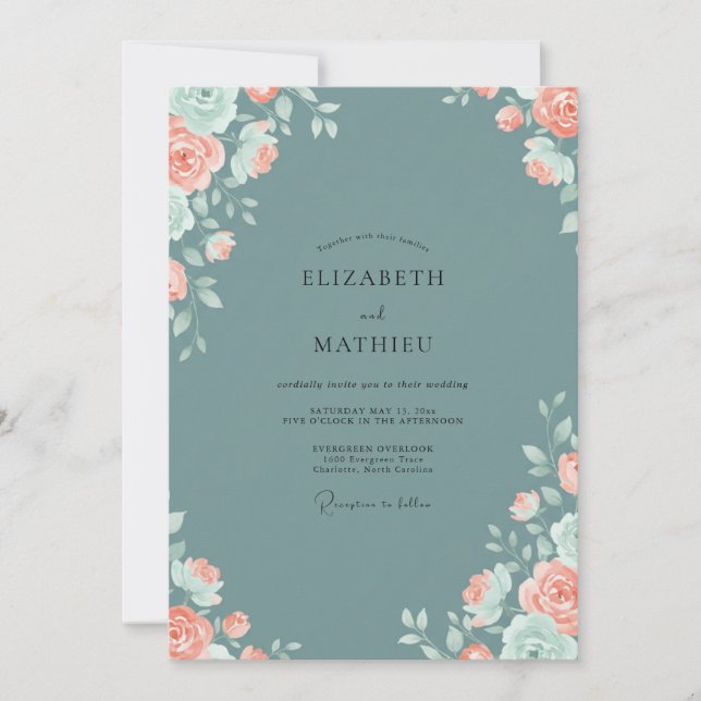 Invitation Mariage aux Feuilles d'Abricot sur Ardoise (Devant)