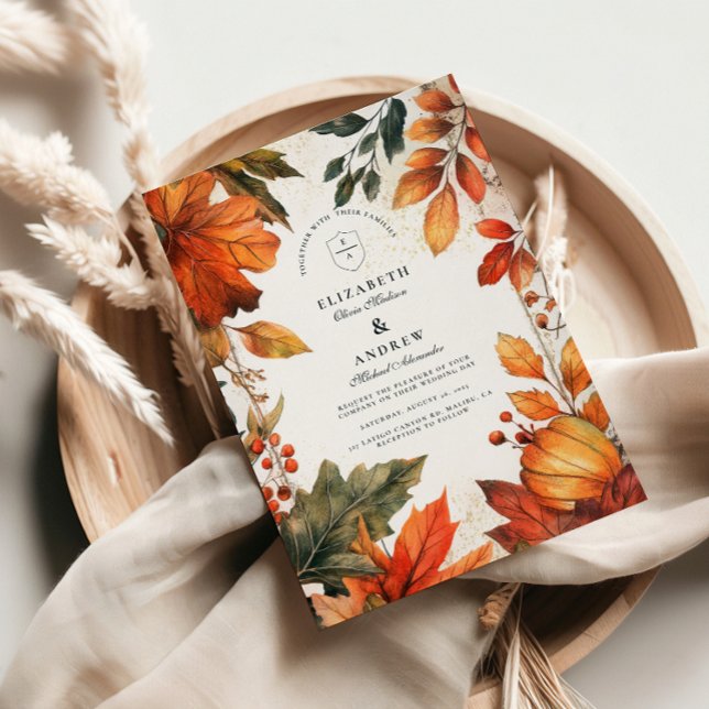 Invitation Mariage aux Feuilles d'Automne Audacieuses (Créateur téléchargé)