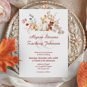 Invitation Mariage aux feuilles d'automne rustiques et citrou