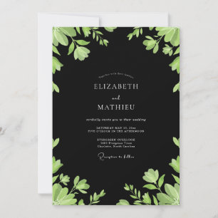 Invitation Mariage aux feuilles de citron vert noir