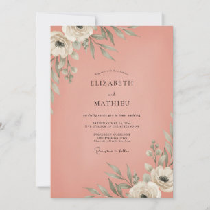 Invitation Mariage aux Feuilles de Corail Atténué