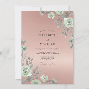 Invitation Mariage aux feuilles de corail poussiéreux