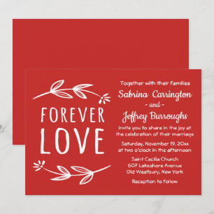 Invitation Mariage aux feuilles de laurier rouges et blanches