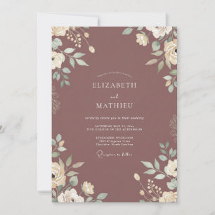 Invitation Mariage aux Feuilles de Mauve Atténué