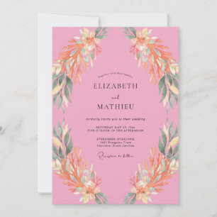 Invitation Mariage aux Feuilles de Orange Bubble-Gum