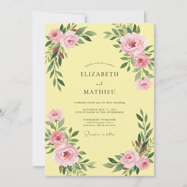 Invitation Mariage aux feuilles de pivoine beurrée (Devant)
