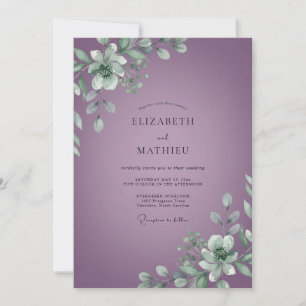 Invitation Mariage aux feuilles de pourpre atténué