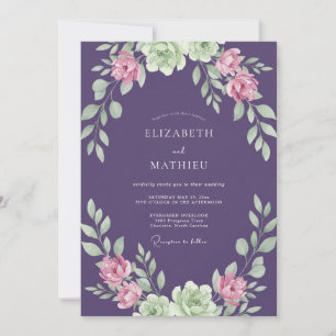 Invitation Mariage aux Feuilles de Prunier Peintes