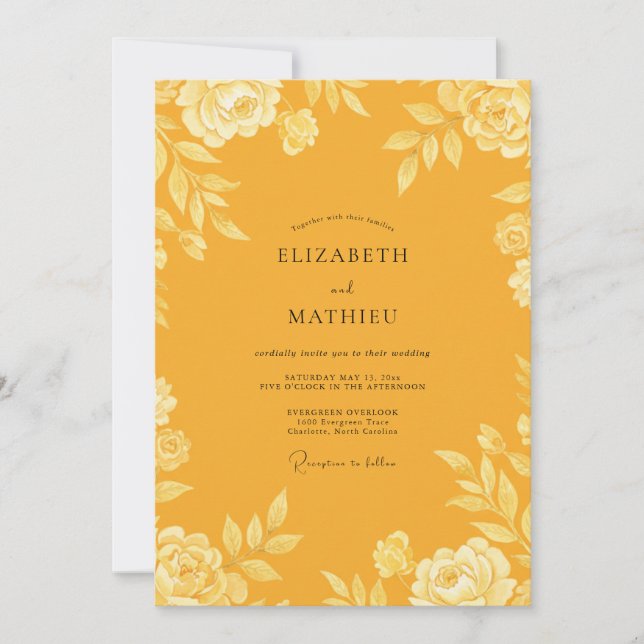 Invitation Mariage aux Feuilles de Safran (Devant)