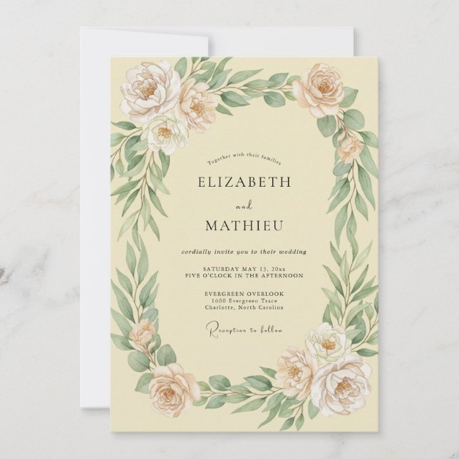 Invitation Mariage aux feuilles de sauge beurrées (Devant)