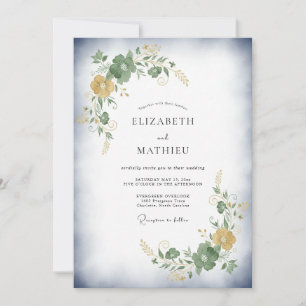 Invitation Mariage aux feuilles d'olive ocre