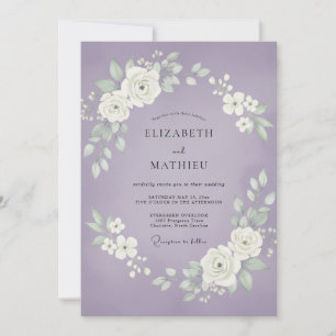 Invitation Mariage aux feuilles d'orchidée atténuées