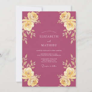Invitation Mariage aux feuilles jaunes de baie