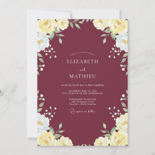 Invitation Mariage aux Feuilles Jaunes Marron