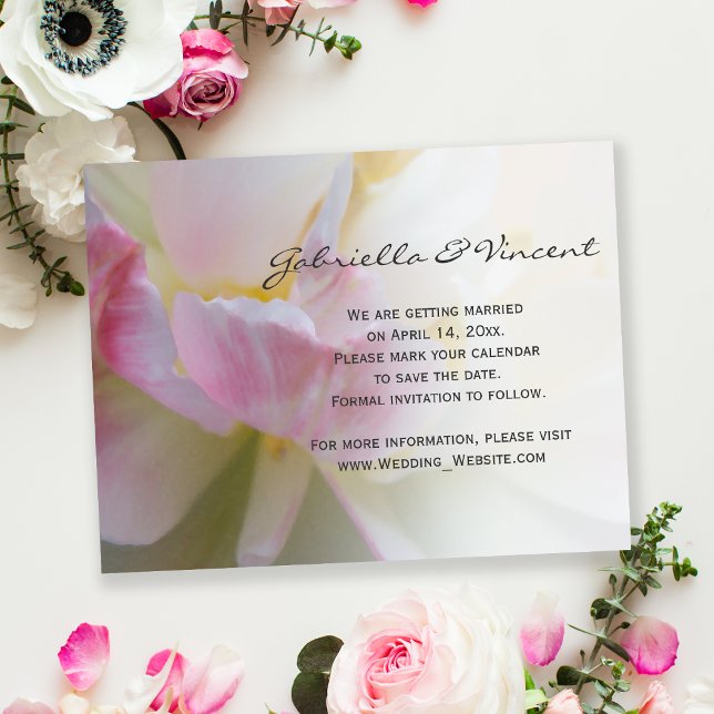 Invitation Mariage aux fleurs de tulipes roses et blanches En (Créateur téléchargé)