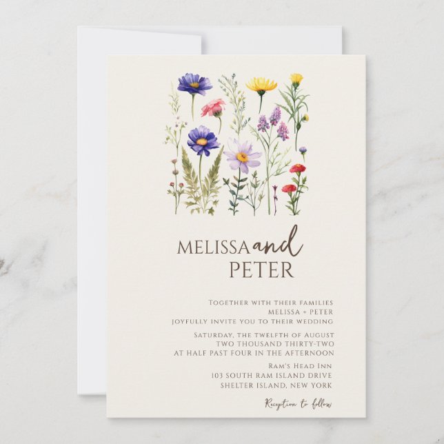 Invitation Mariage aux fleurs sauvages  (Devant)