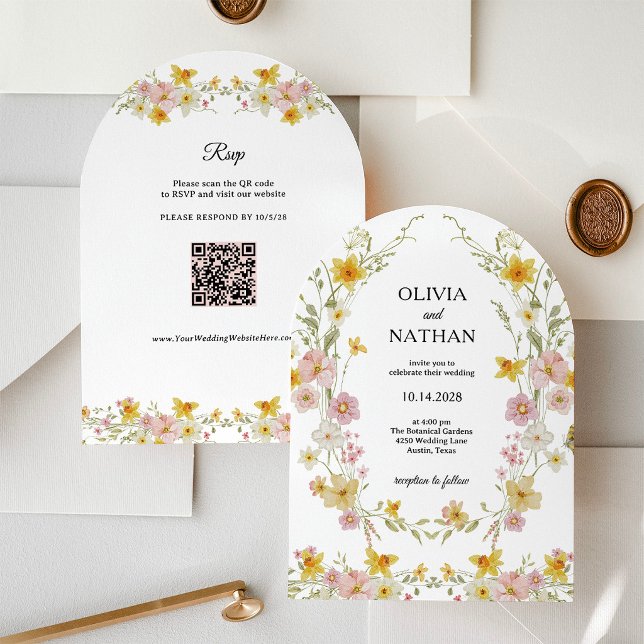 Invitation Mariage aux Fleurs Sauvages | Code QR de Jardin de (Créateur téléchargé)