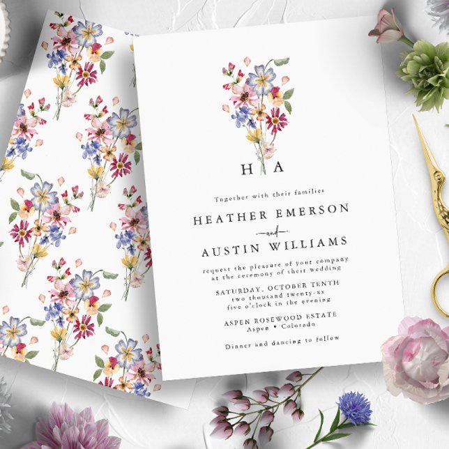 Invitation Mariage aux fleurs sauvages colorées (Colorful Wildflower Wedding Invitation
)