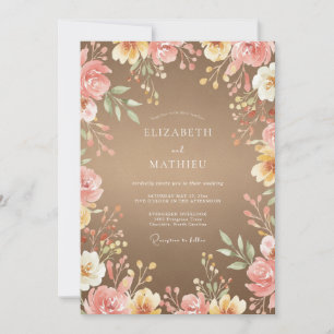 Invitation Mariage aux fleurs sauvages en terre cuite peinte