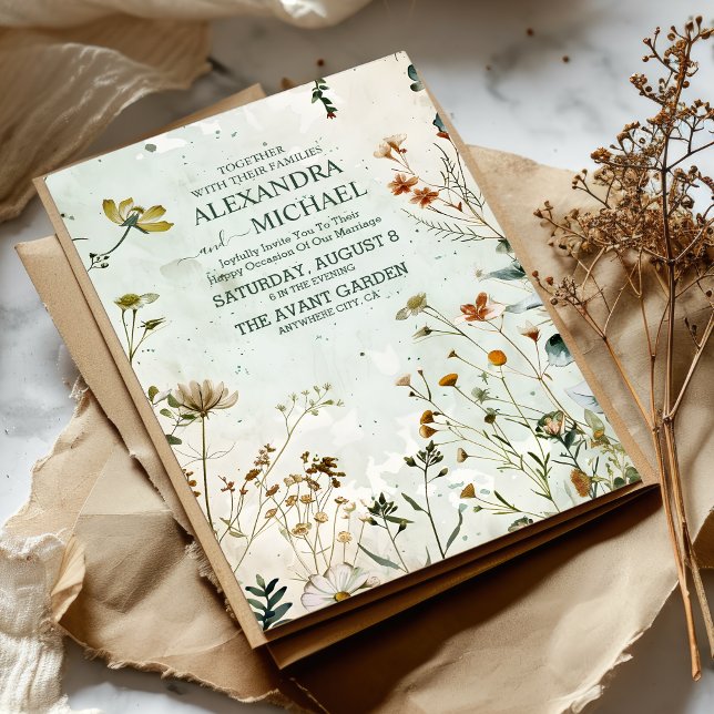 Invitation Mariage aux fleurs sauvages Fleurs de mariage cham (Créateur téléchargé)