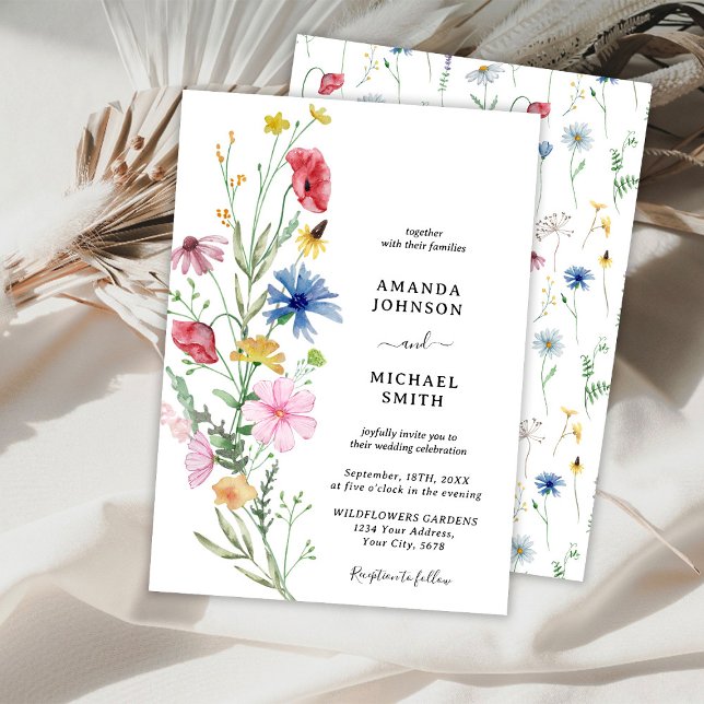 Invitation Mariage aux Fleurs Sauvages Floral Rustique (Créateur téléchargé)