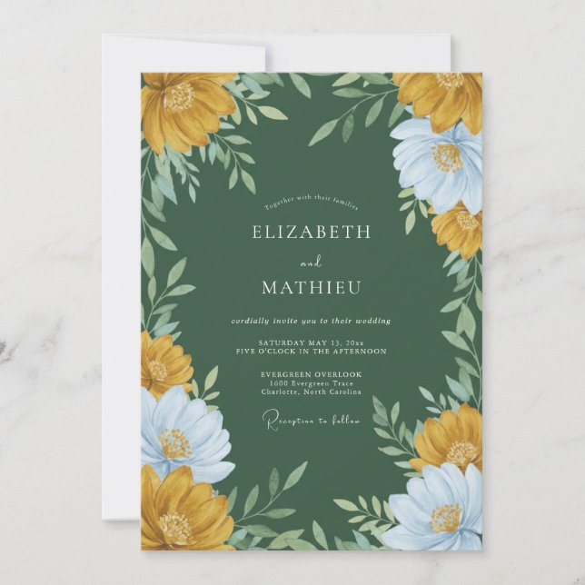 Invitation Mariage aux fleurs sauvages Forest Ochre (Devant)