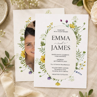 Invitation Mariage aux fleurs sauvages modernes Élégant flora