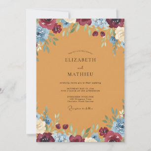 Invitation Mariage aux fleurs sauvages ocres