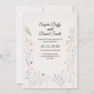 Invitation Mariage aux fleurs sauvages pastel
