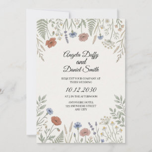Invitation Mariage aux fleurs sauvages pastel