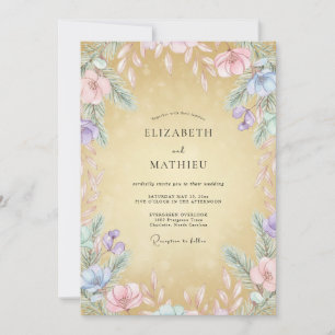 Invitation Mariage aux fleurs sauvages pastel miel