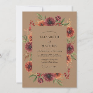 Invitation Mariage aux fleurs sauvages peintes en terre cuite