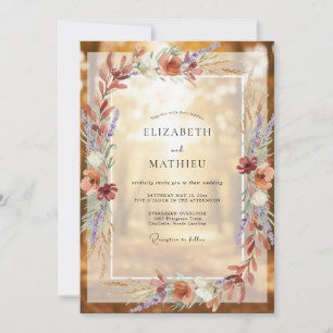 Invitation Mariage aux fleurs sauvages terracotta mauve