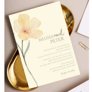 Invitation Mariage aux fleurs sauvages vert sauge et blanc