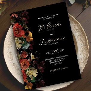 Invitation Mariage aux fleurs sombres et élégantes