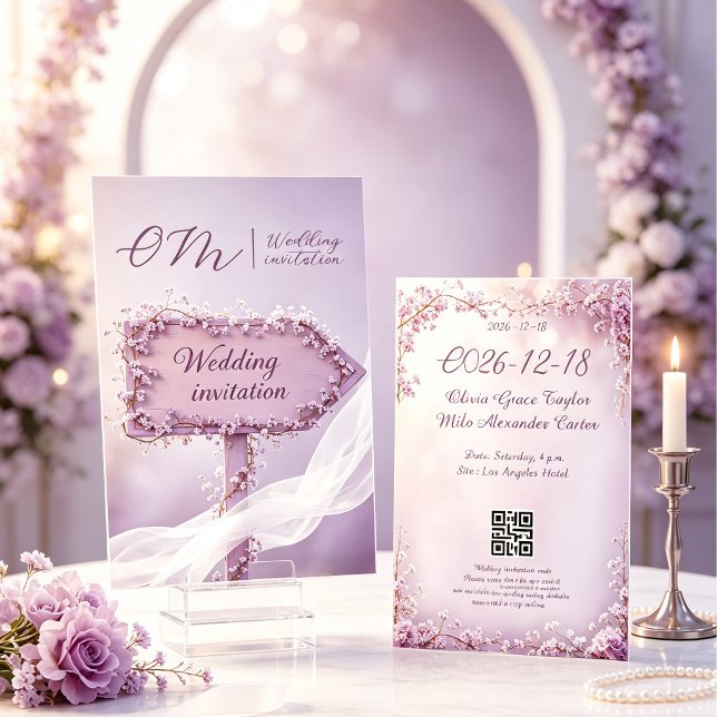 Invitation Mariage aux fleurs violettes douces (Créateur téléchargé)