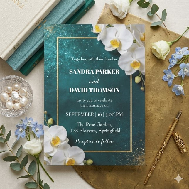 Invitation mariage aux floraisons d'orchidée blanche élégante (Créateur téléchargé)