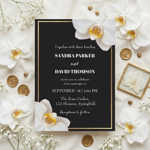 Invitation mariage aux floraisons d'orchidée blanche élégante