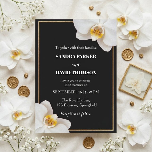 Invitation mariage aux floraisons d'orchidée blanche élégante (Créateur téléchargé)