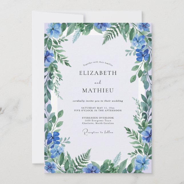 Invitation Mariage aux Fougères Ceruléennes (Devant)